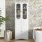63 Inch Tall Freestanding Bathroom Storage Cabinet with 3-Position Adjustable Shelves and 2 Glass Doors